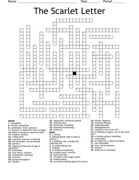 the scarlet crossword|scarlet letter crossword printable.